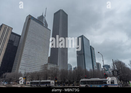 Chicago`s downtown and Millennium Park in late March Stock Photo